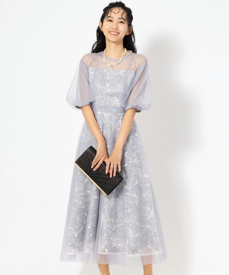 Aimer エメ ベロアリボン付きラメレースドレス その他 x ブルー系