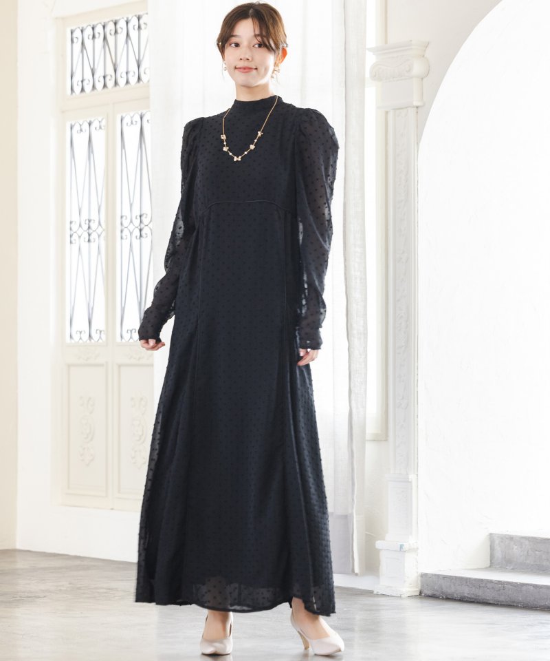 AMAIL アマイル トビードットドレス ブラック系 | 結婚式パーティーの