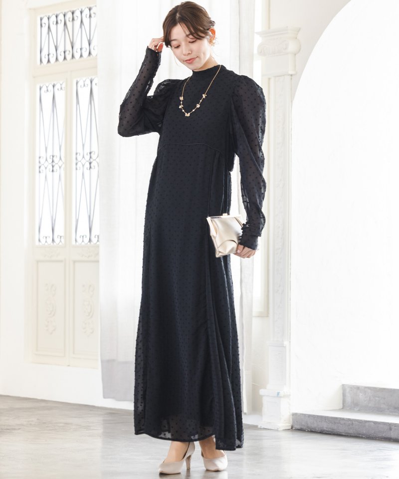 AMAIL アマイル トビードットドレス ブラック系 | 結婚式パーティーの