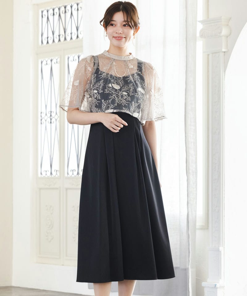 Dorry Doll ドリードール リーフデザインドレス ブラック系 x ベージュ