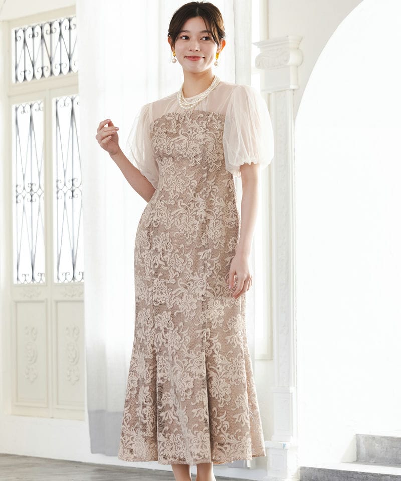 LAGUNAMOON ラグナムーン LADYジャガードレースフレアドレス ブラック