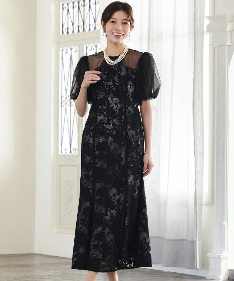 LAGUNAMOON ラグナムーン LADYフラワージャガードレースドレス