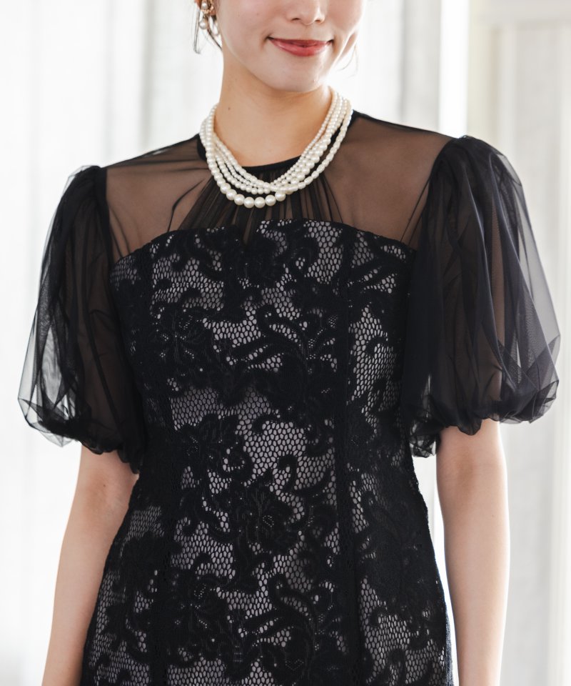 LAGUNAMOON ラグナムーン LADYフラワージャガードレースドレス