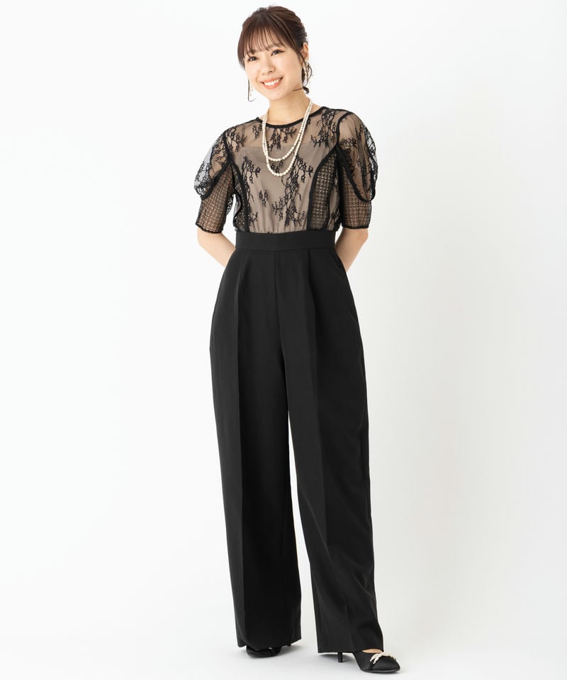 LAGUNAMOON ラグナムーン LADYパールネックパンツドレス ブラック系