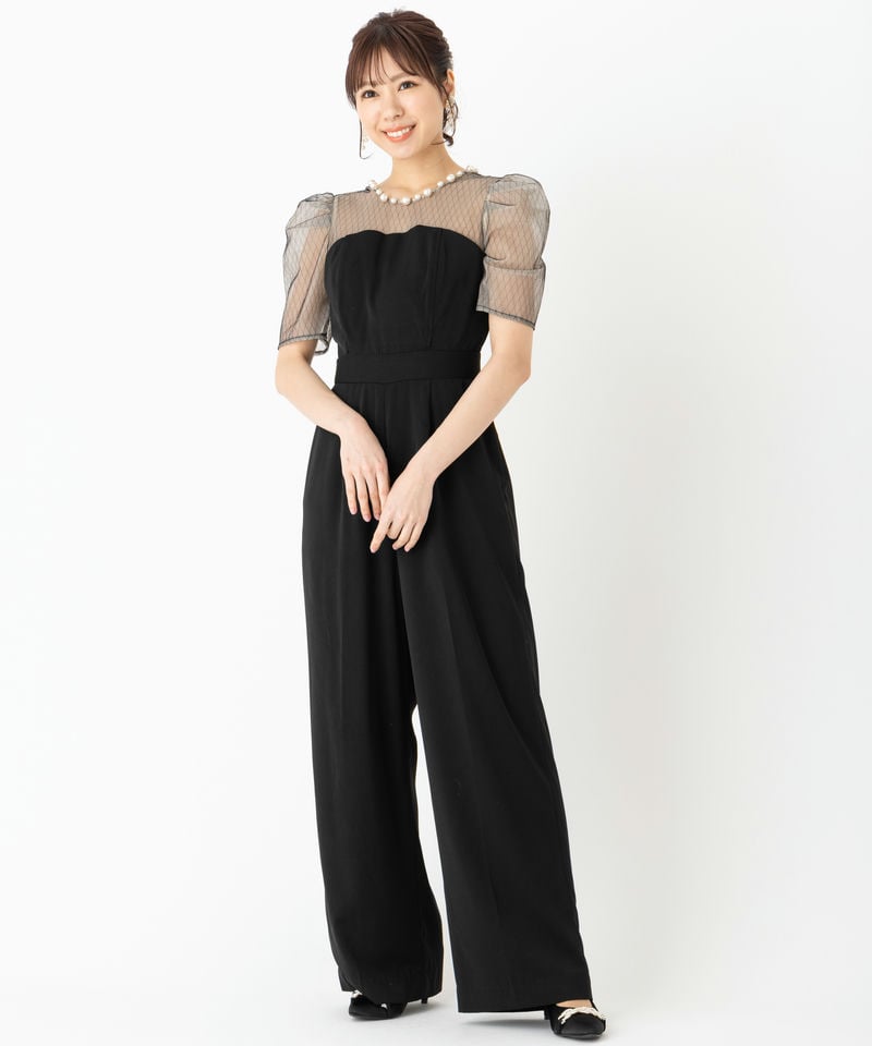 LAGUNAMOON ラグナムーン LADYパールネックパンツドレス ブラック系