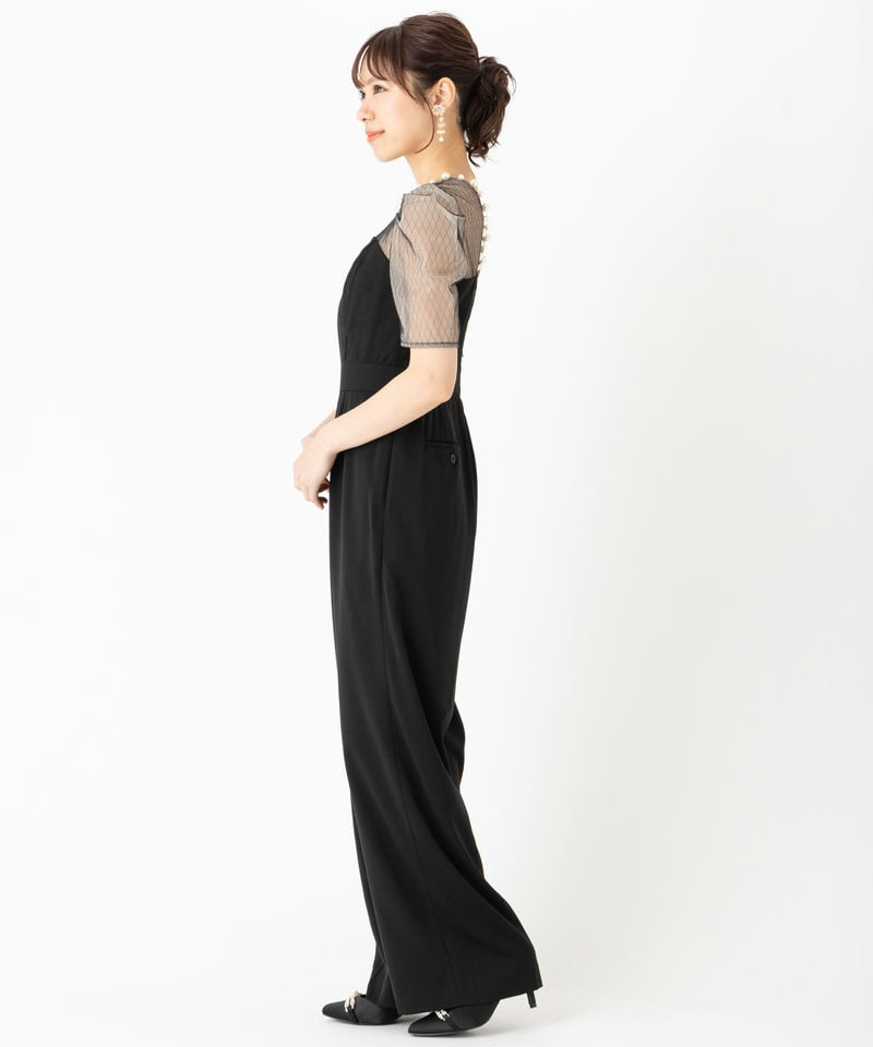 LAGUNAMOON ラグナムーン LADYパールネックパンツドレス ブラック系