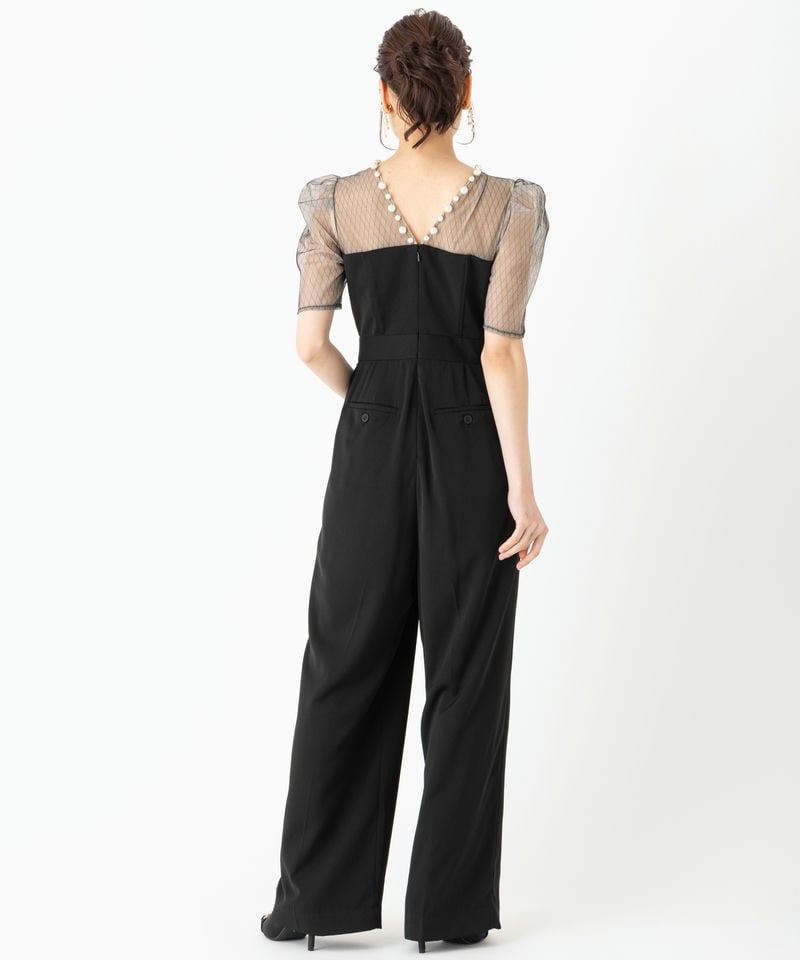LAGUNAMOON ラグナムーン LADYパールネックパンツドレス ブラック系