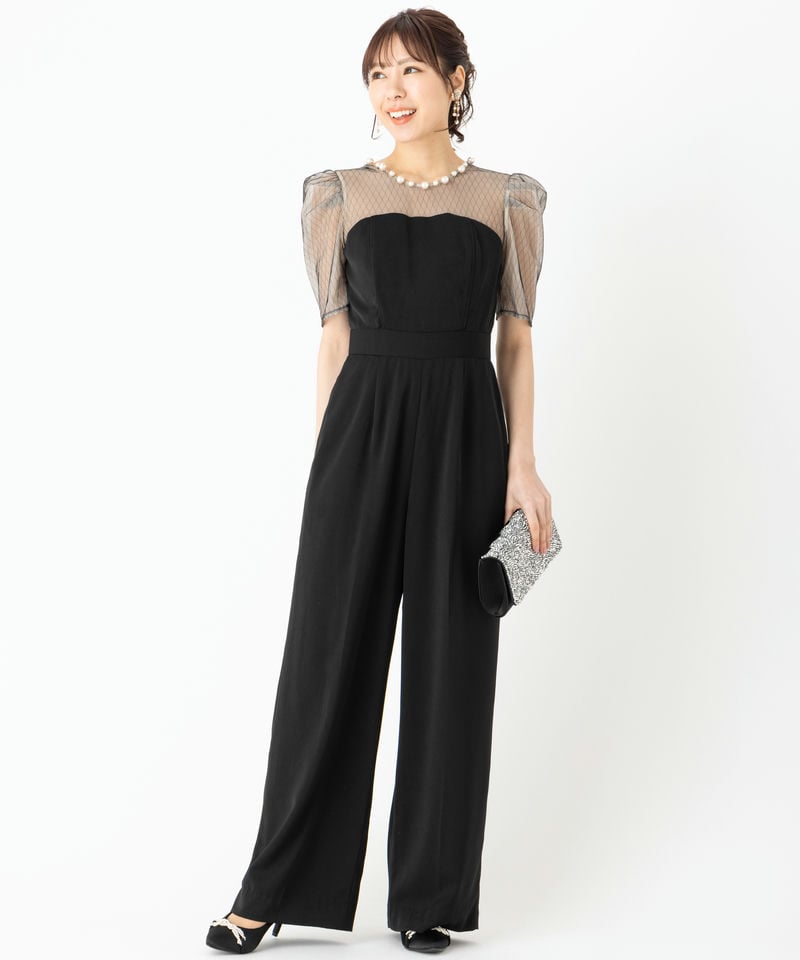 LAGUNAMOON ラグナムーン LADYパールネックパンツドレス ブラック系