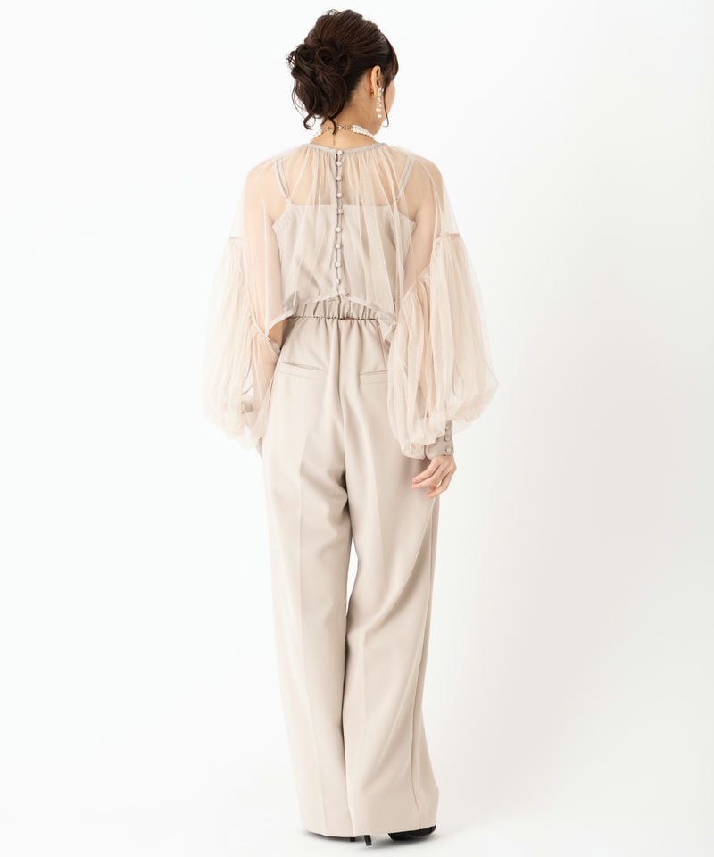 新品 アメリヴィンテージ undulate フリルトップス ベージュ SHEER FRILL V NECK KNIT TOP