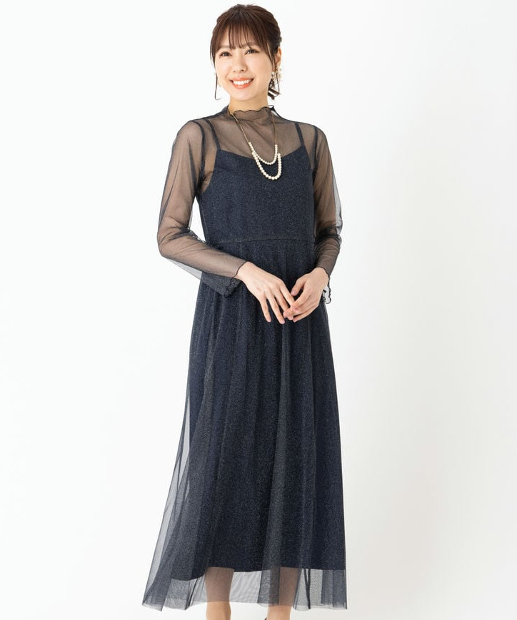 kaene カエン ラメチュールメロウドレス ネイビー系 | 結婚式