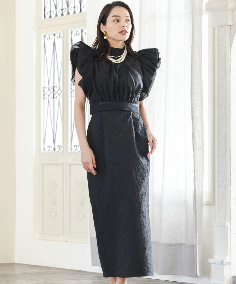 SNIDEL スナイデル ボレロセットジャガードドレス ブラック系 | 結婚式