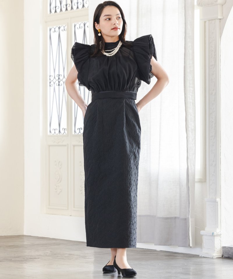 SNIDEL スナイデル ボレロセットジャガードドレス ブラック系 | 結婚式