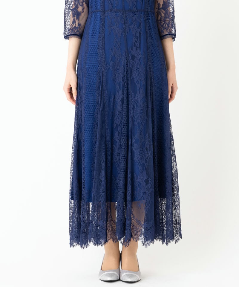 FRAY I.D フレイアイディー クラシカルレースロングドレス ブルー系 x