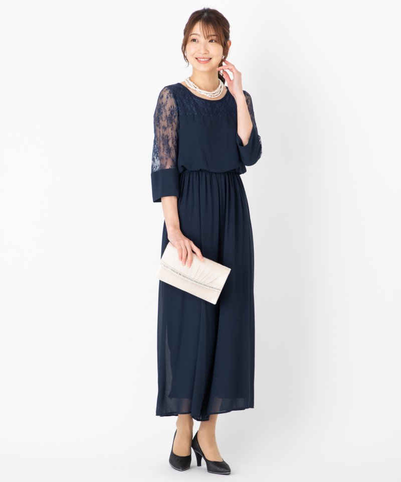 Select Shop 【ドレス2点セット】レース切替ワイドパンツドレス