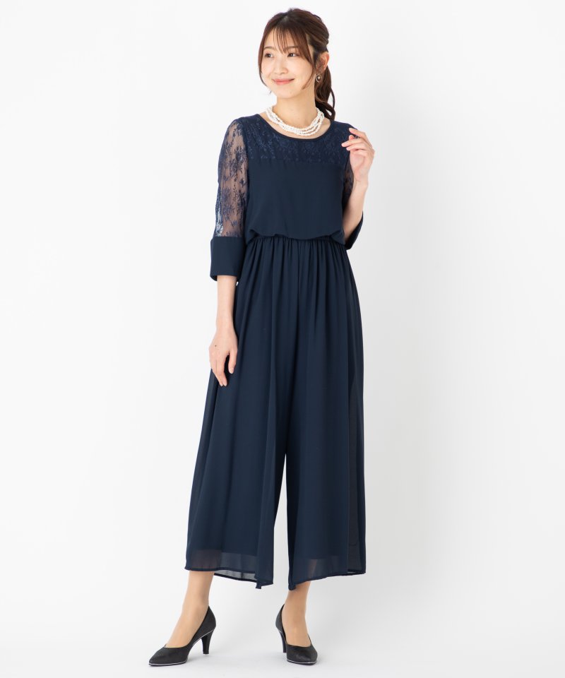 Select Shop 【ドレス2点セット】レース切替ワイドパンツドレス