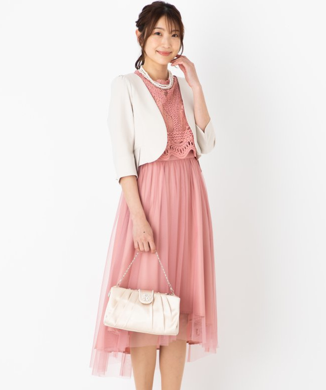 Aimer エメ レーストップス×チュールワンピースドレス その他 x ピンク Aimer エメ レーストップス×チュールワンピースドレス その他 x ピンク
