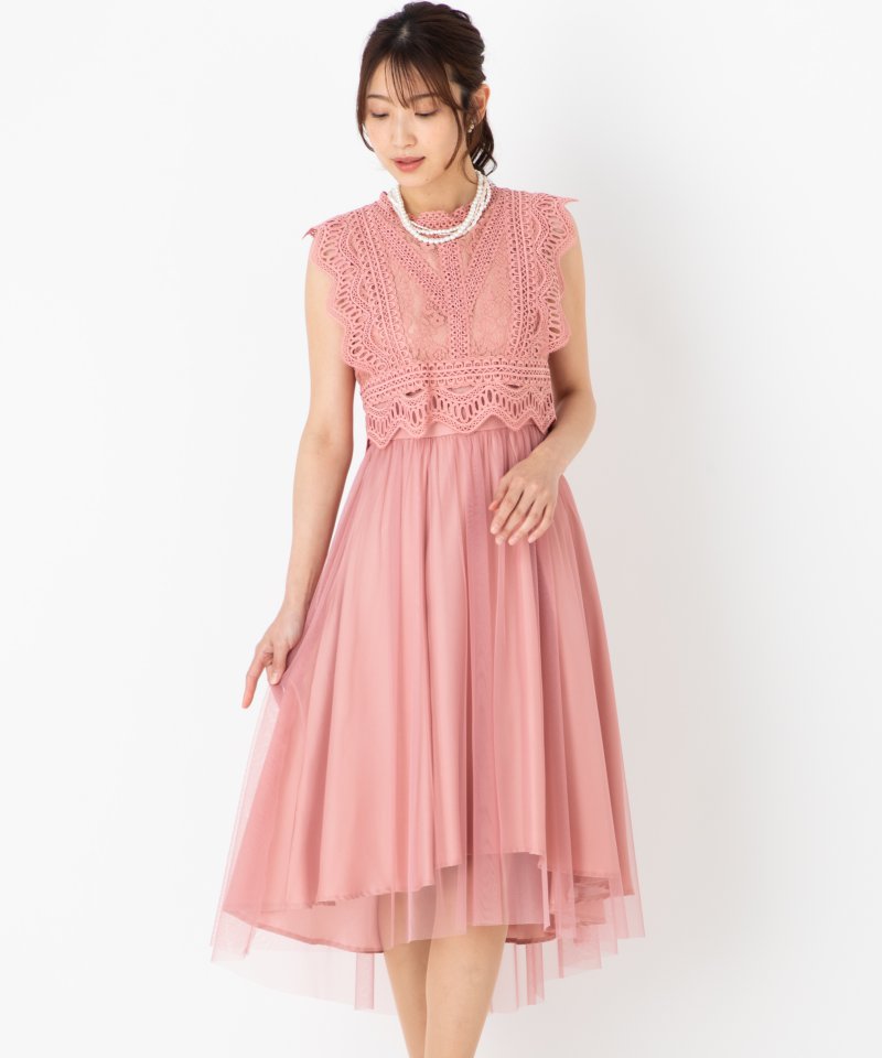 Aimer エメ レーストップス×チュールワンピースドレス その他 x ピンク 