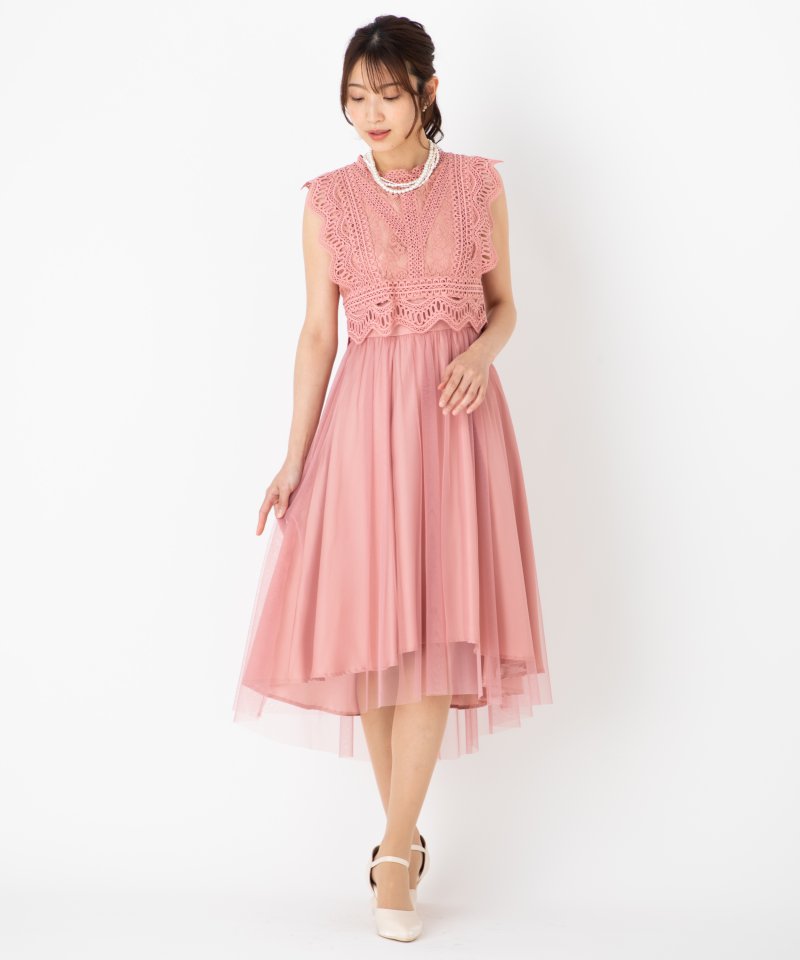 Aimer エメ レーストップス×チュールワンピースドレス その他 x ピンク