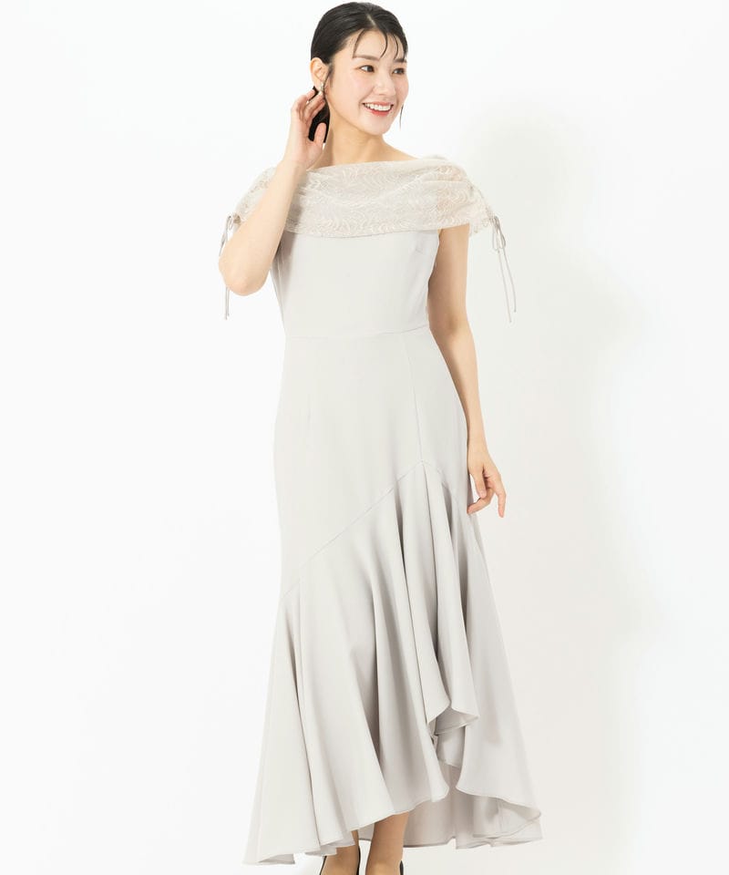 SNIDEL スナイデル ドレープケープマーメイドドレス グレー系 | 結婚式