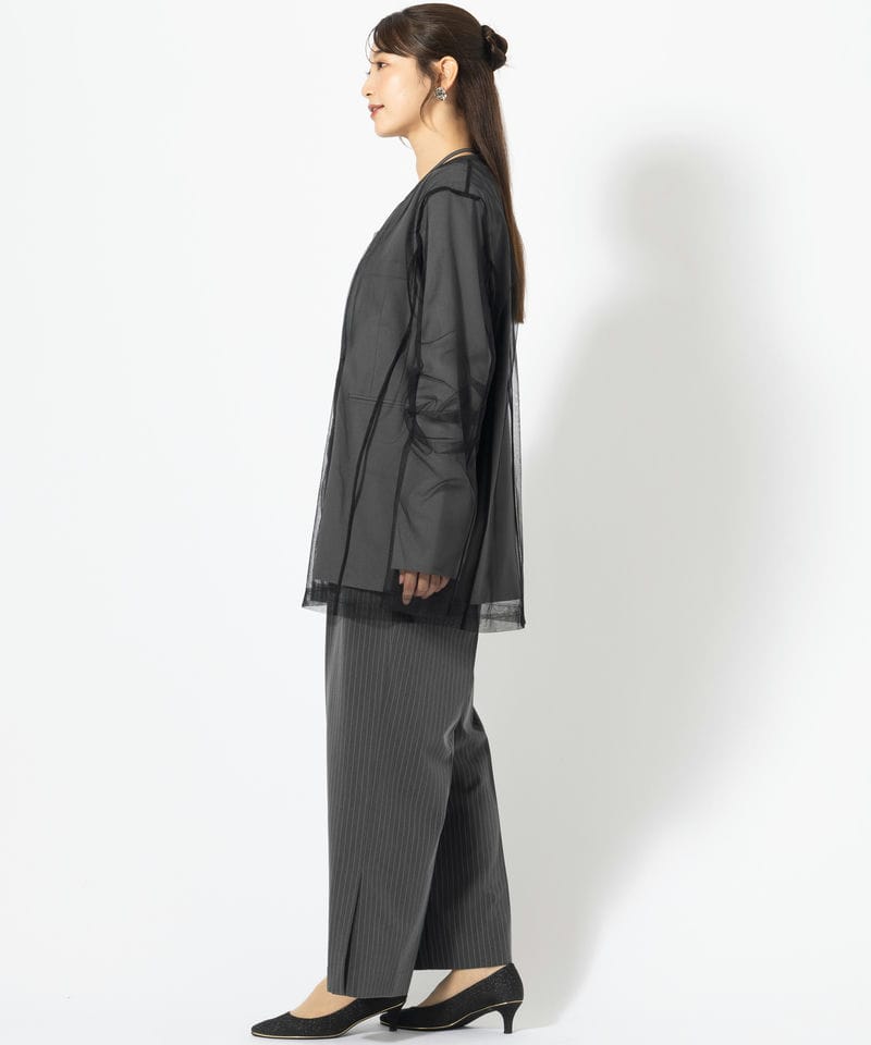 ANDRESD アンドレスド ボクシーレイヤードチュールジャケット グレー系