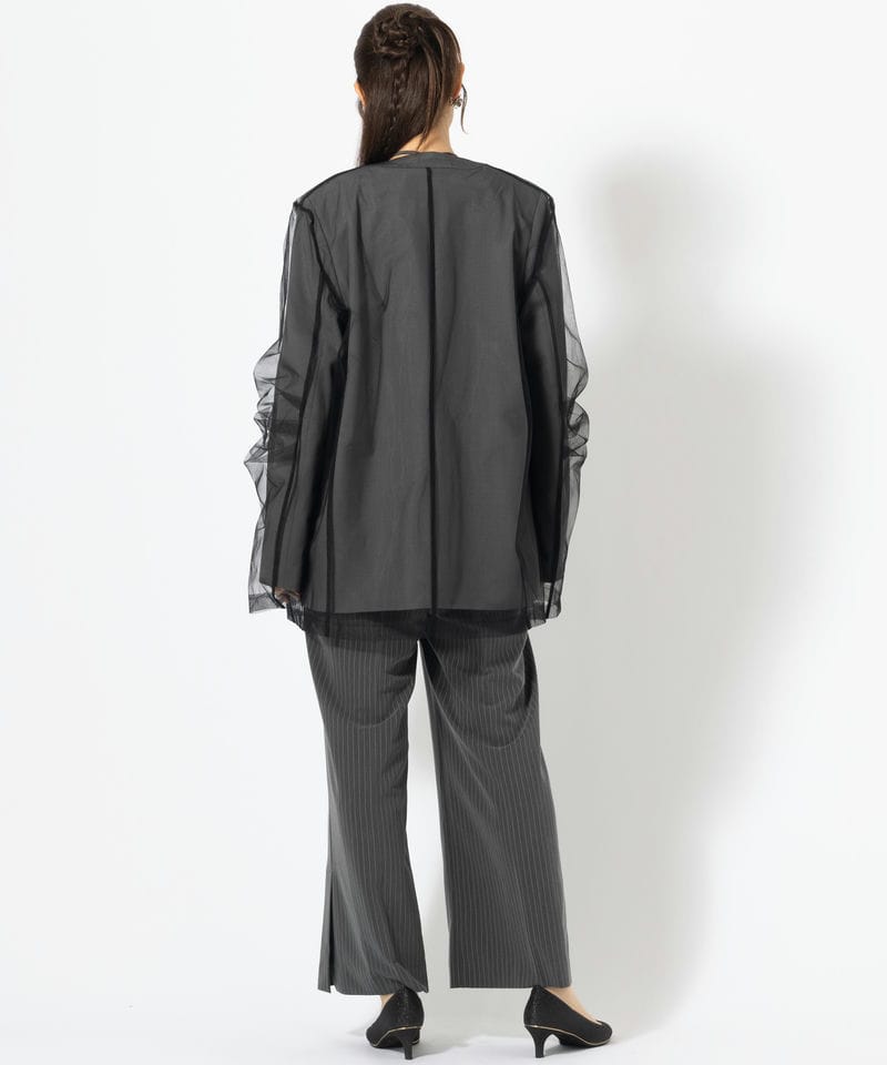 ANDRESD アンドレスド ボクシーレイヤードチュールジャケット グレー系