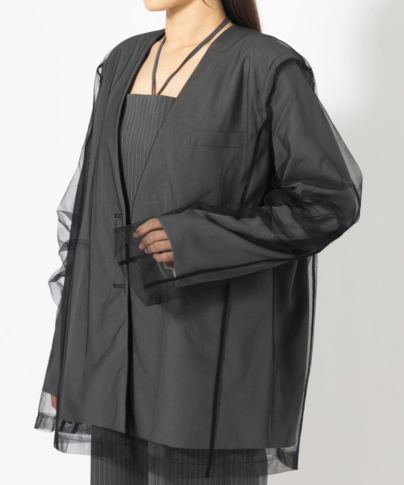 ANDRESD アンドレスド ボクシーレイヤードチュールジャケット グレー系