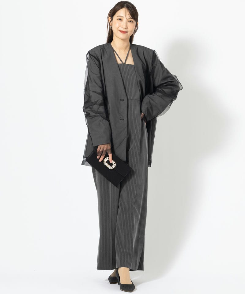 ANDRESD アンドレスド ボクシーレイヤードチュールジャケット グレー系