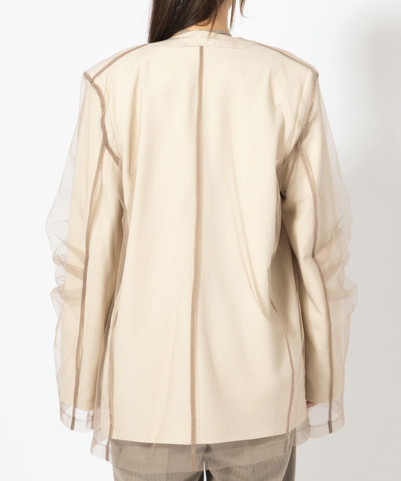 ANDRESD アンドレスド ボクシーレイヤードチュールジャケット ベージュ