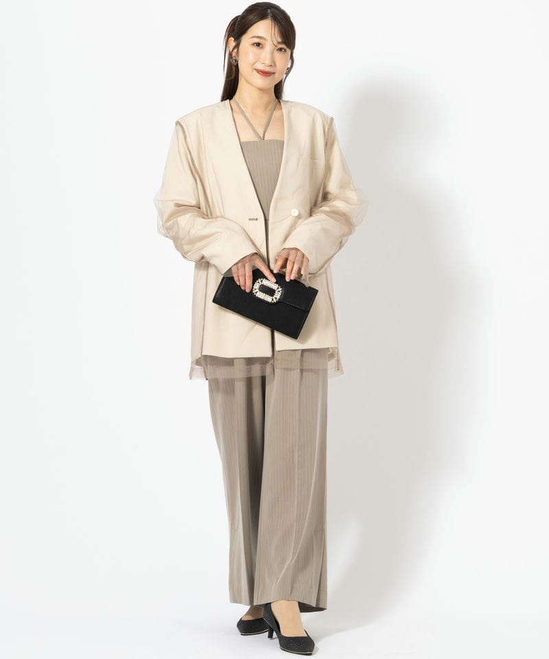 ANDRESD アンドレスド ボクシーレイヤードチュールジャケット ベージュ