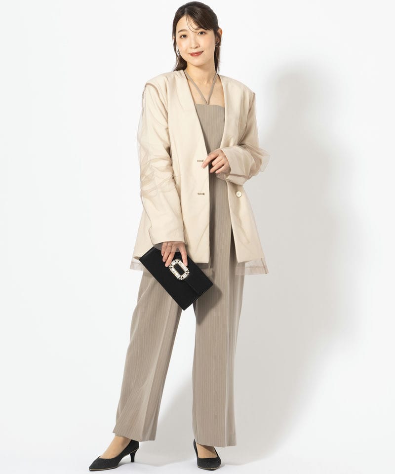 ANDRESD アンドレスド ボクシーレイヤードチュールジャケット ベージュ