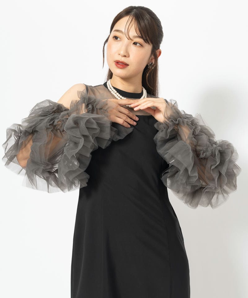 ANDRESD アンドレスド デタッチドスリーブドレス ブラック系 x グレー