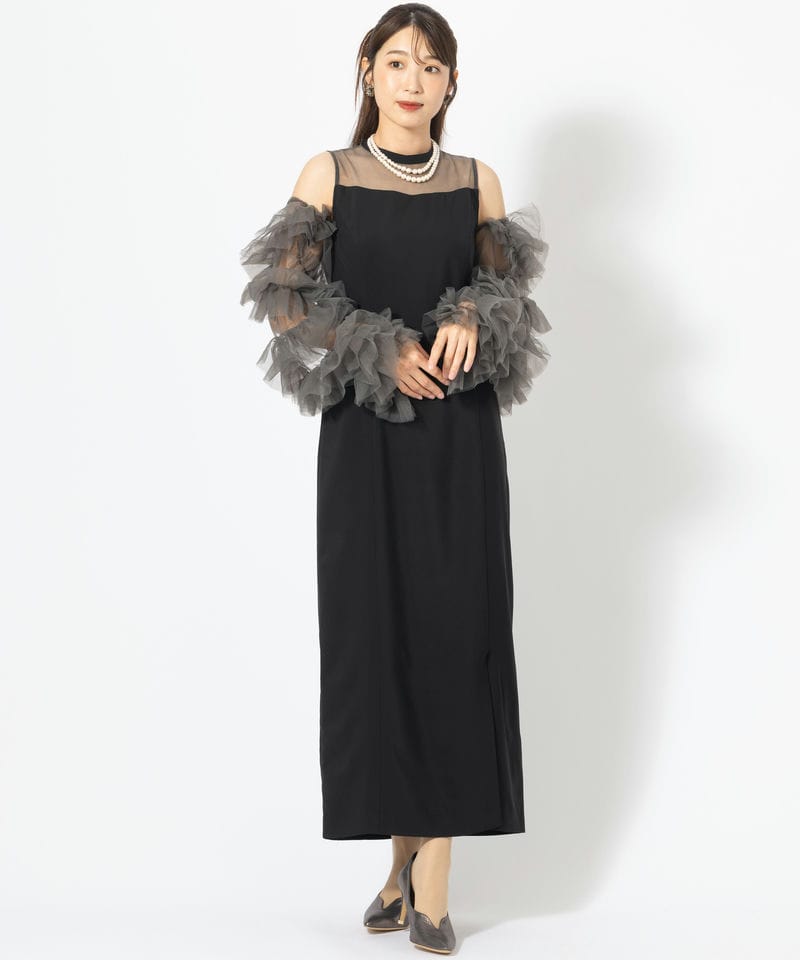 ANDRESD アンドレスド デタッチドスリーブドレス ブラック系 x グレー