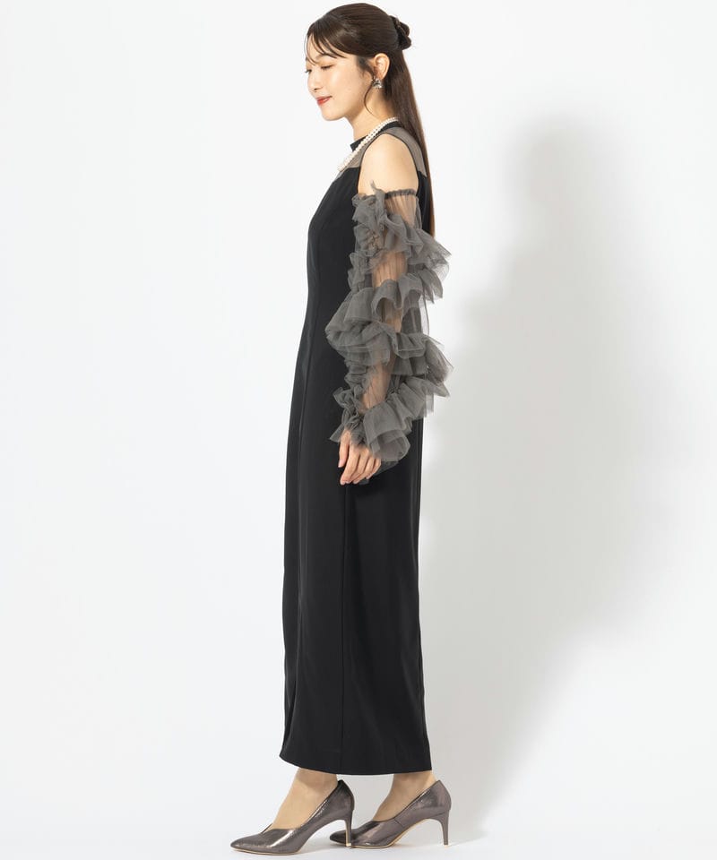 ANDRESD アンドレスド デタッチドスリーブドレス ブラック系 x グレー