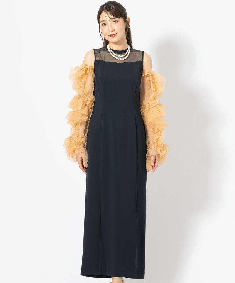 ANDRESD アンドレスド デタッチドスリーブドレス オレンジ系 x