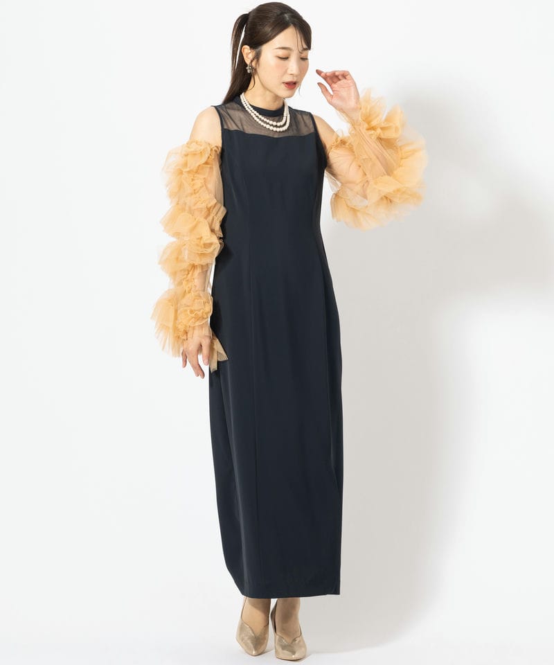 ANDRESD アンドレスド デタッチドスリーブドレス オレンジ系 x