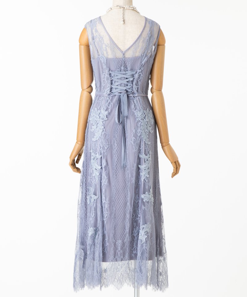 FRAY I.D フレイアイディー レースアップモチーフドレス ブルー系