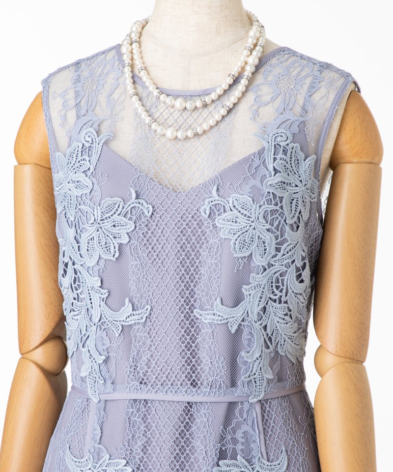 FRAY I.D フレイアイディー レースアップモチーフドレス ブルー系