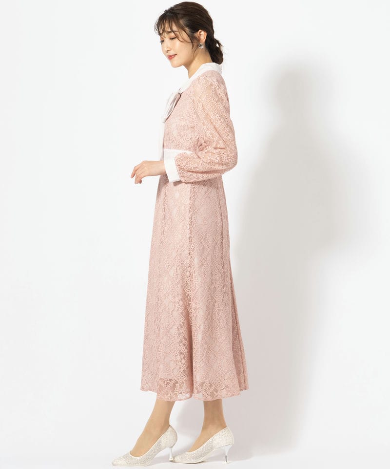 JILL STUART ジルスチュアート ボウタイレースワンピースドレス ピンク