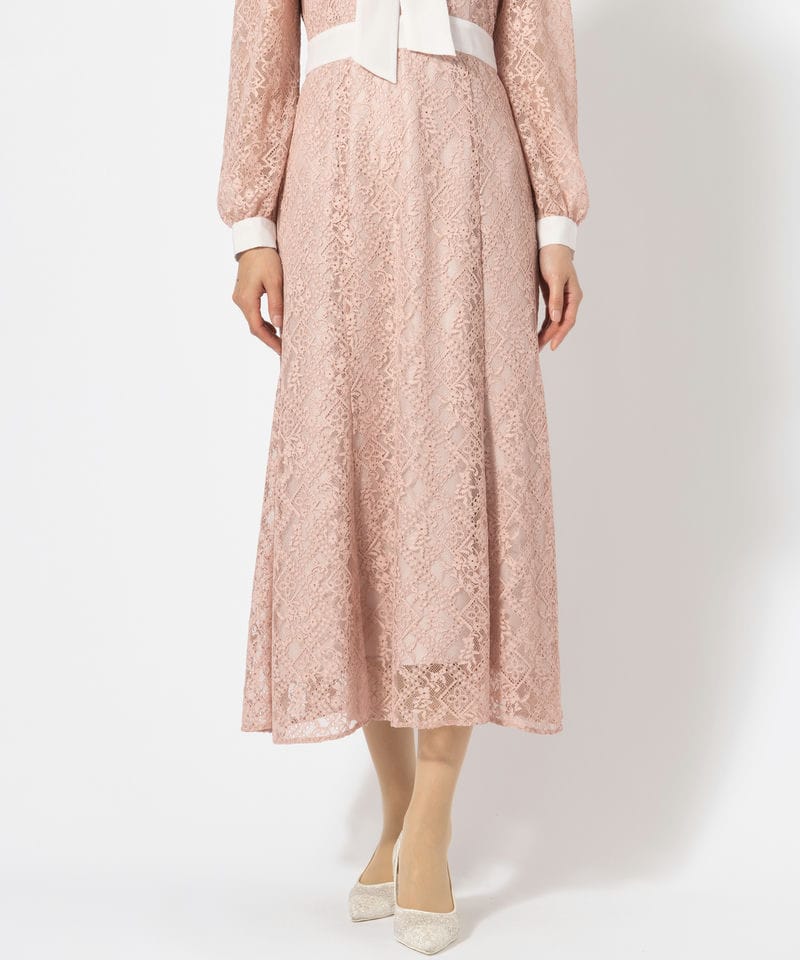 JILL STUART ジルスチュアート ボウタイレースワンピースドレス ピンク