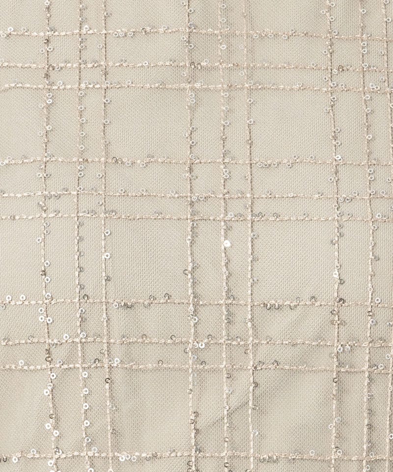 Leja 【A】レジャ チェックスパンコールリボンワンピースドレス グレー