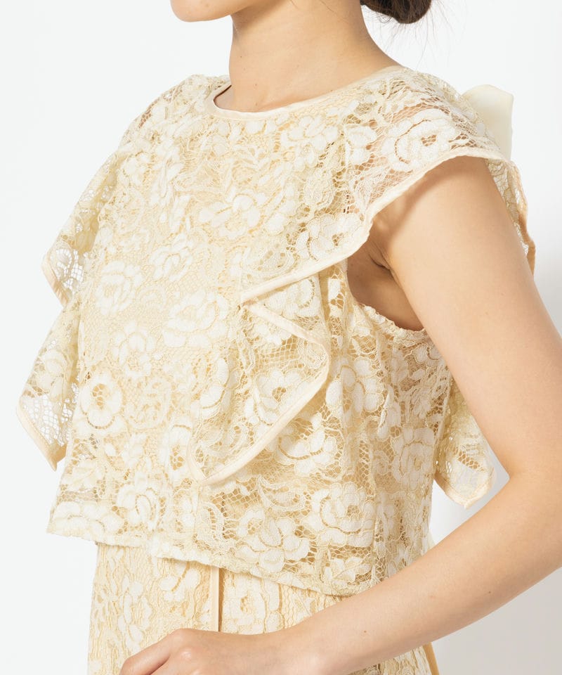 dazzlin ダズリン バックリボンパイピングレースドレス イエロー系