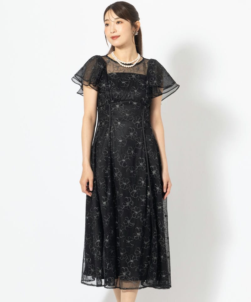 etoll. エトル ジオメトリックカシュクールデザインフレアドレス