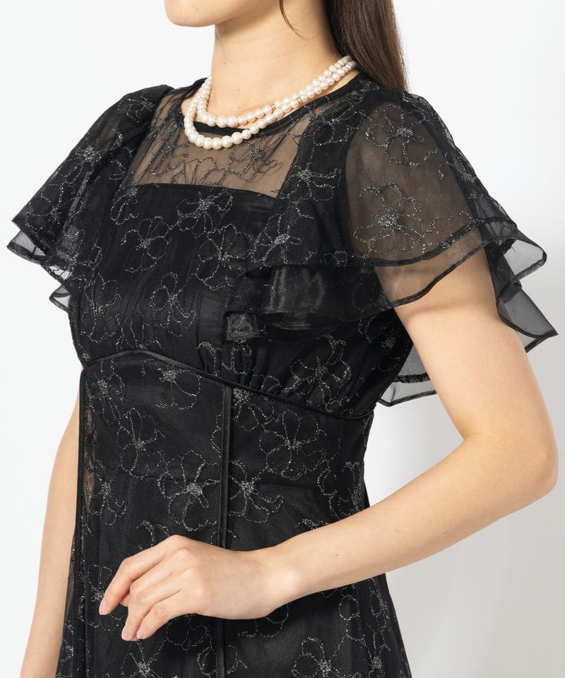 WILLSELECTION ウィルセレクション ラッフルスリーブラメ刺繍レース