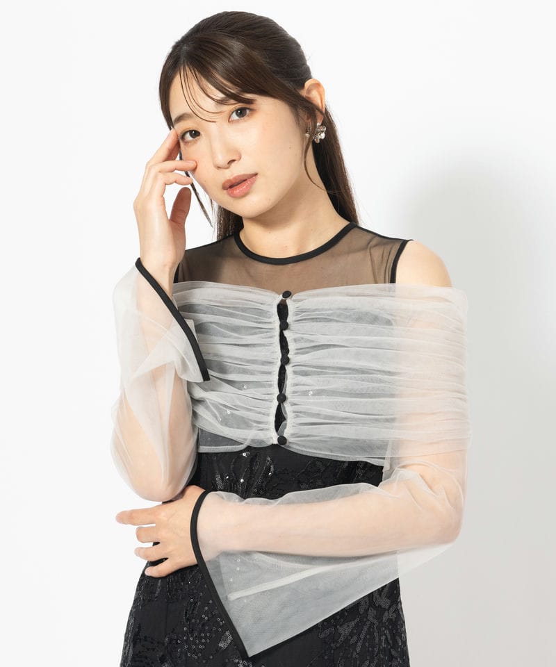 Leja レジャ チュールオフショルダー花柄Iラインドレス その他 x