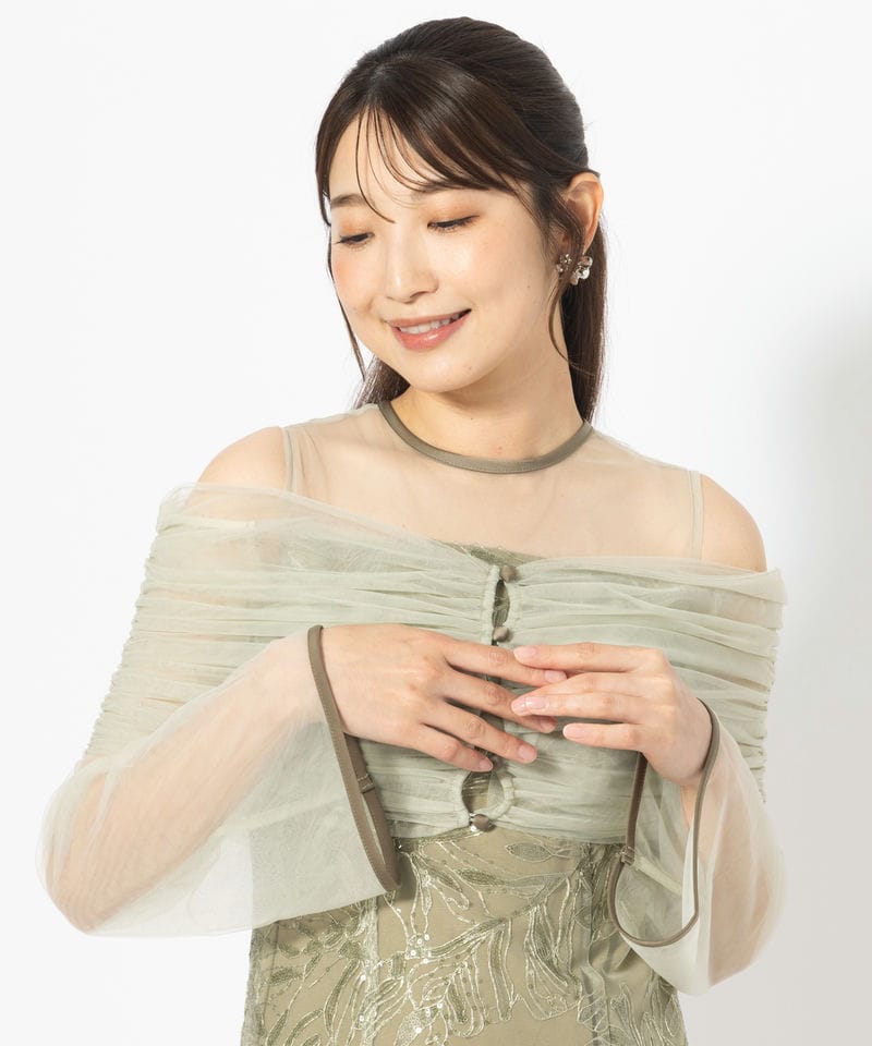 Leja レジャ チュールオフショルダー花柄Iラインドレス その他 x