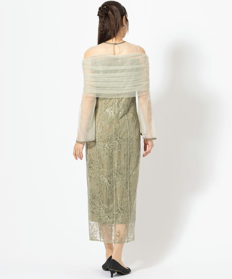 Leja レジャ チュールオフショルダー花柄Iラインドレス その他 x