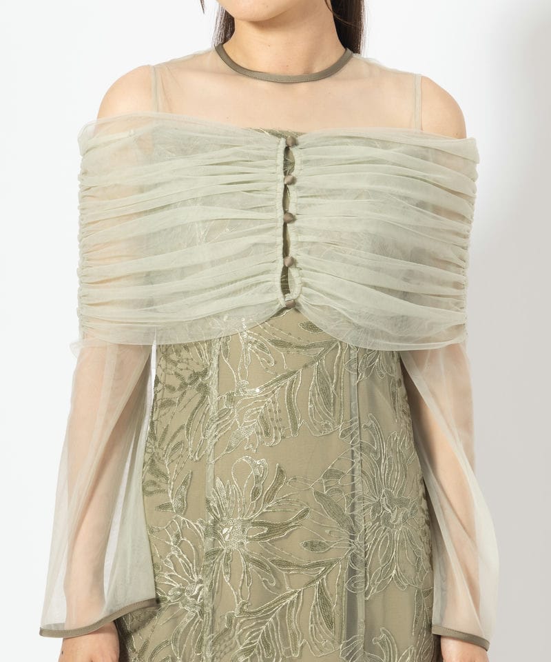 Leja レジャ チュールオフショルダー花柄Iラインドレス その他 x