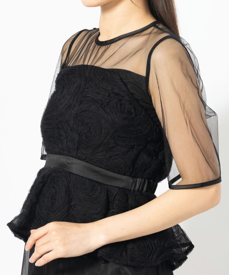 Leja レジャ ローズペプラムビスチェAラインドレス ブラック系 | 結婚
