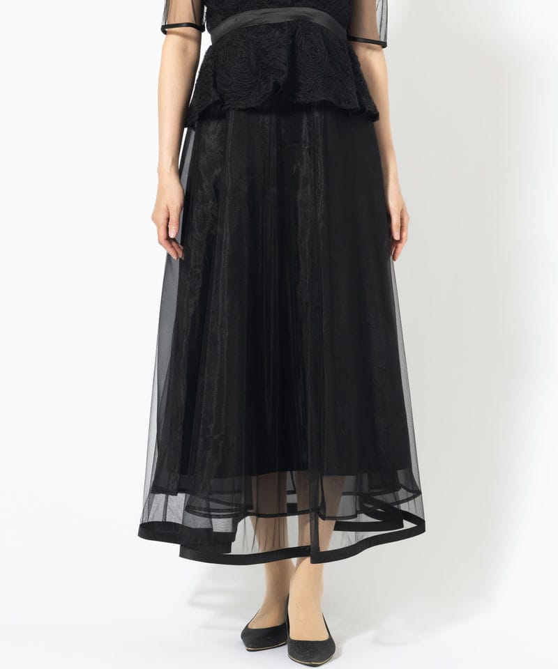 Leja レジャ ローズペプラムビスチェAラインドレス ブラック系 | 結婚
