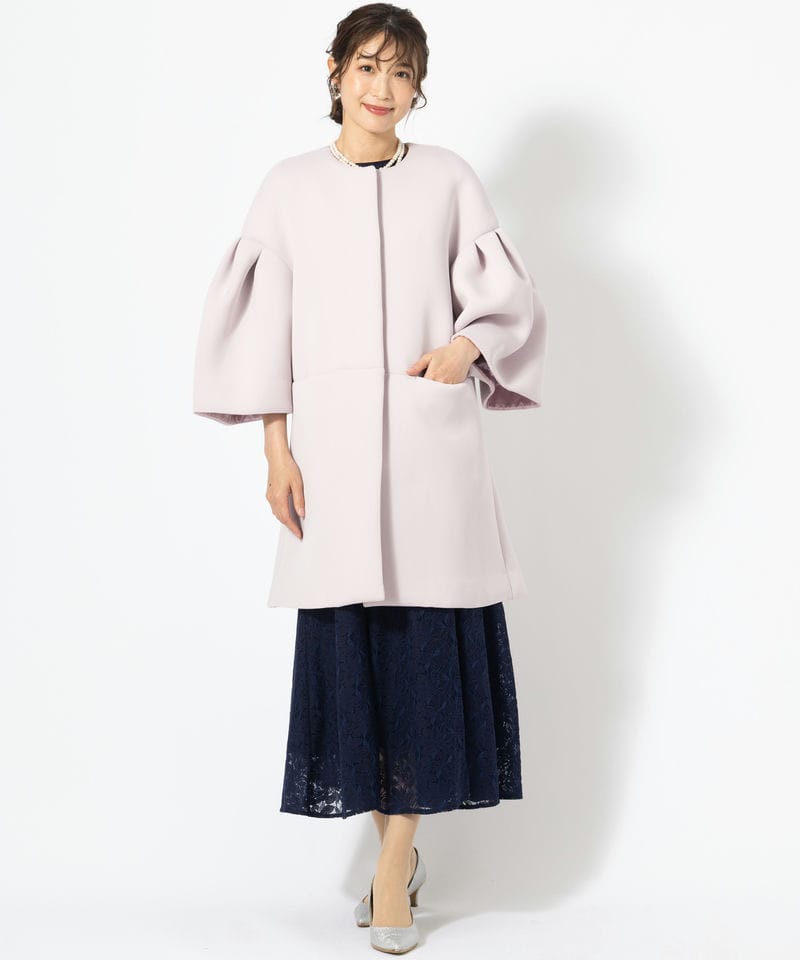 CELFORD セルフォード ボリュームスリーブポンチコート パープル系